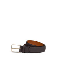 Men's dark brown tumbled leather adjustable belt - Santoni - 1