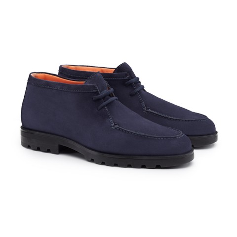 Men's blue suede desert boot - Santoni - 2