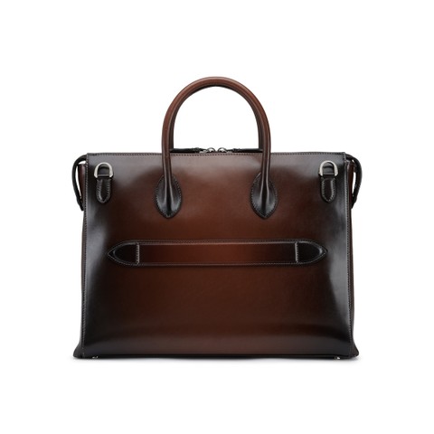 Dark brown leather laptop bag - Santoni - 4