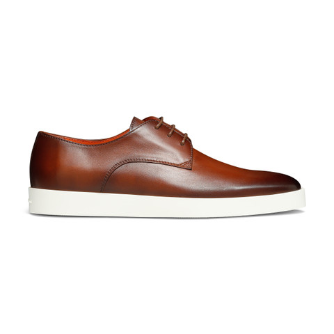 Men's brown leather Derby shoe - Santoni - 1