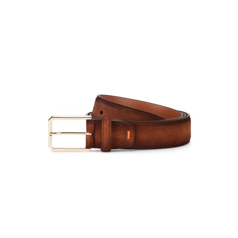 Brown suede adjustable belt - Santoni - 1