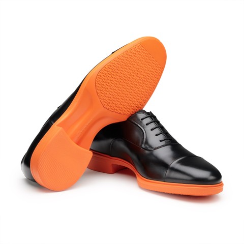 Men's black leather Easy Run lace-up - Santoni - 3