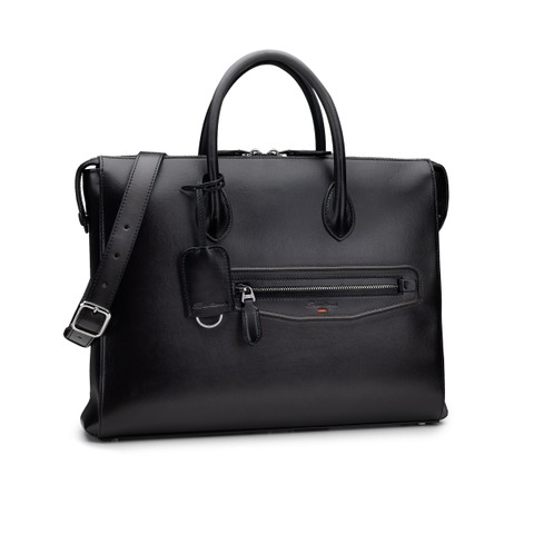 Sac d&rsquo;ordinateur en cuir gris - Santoni - 2