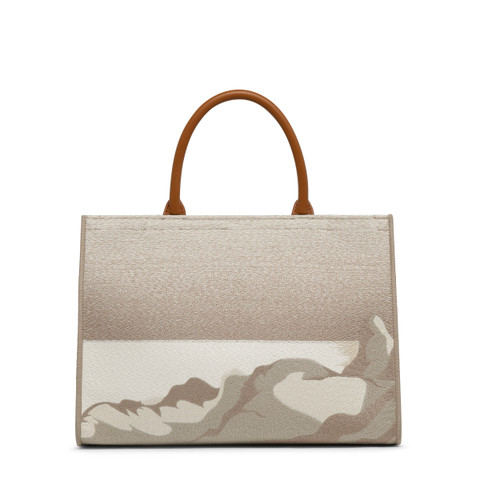 Beige fabric medium tote bag - Santoni - 3