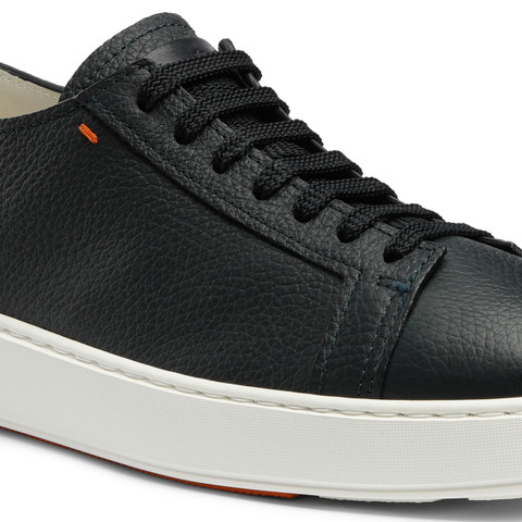 Men's blue tumbled leather sneaker - Santoni - 6