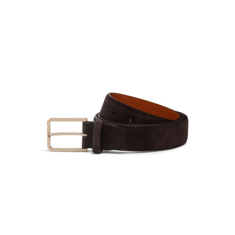 Men&rsquo;s brown suede adjustable belt - Santoni - 1