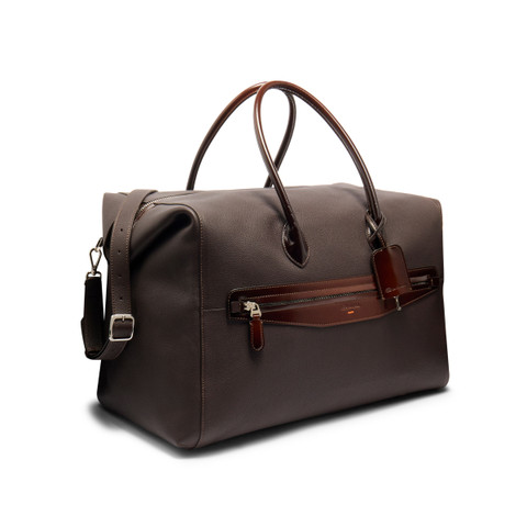 Dark brown tumbled leather weekend bag - Santoni - 3