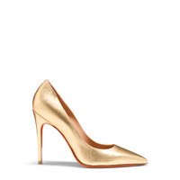 Women's gold laminated leather high-heel pump - Santoni - 1