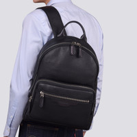 Black tumbled leather backpack - Santoni - 2