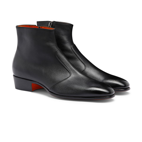 Men's black leather ankle boot - Santoni - 3