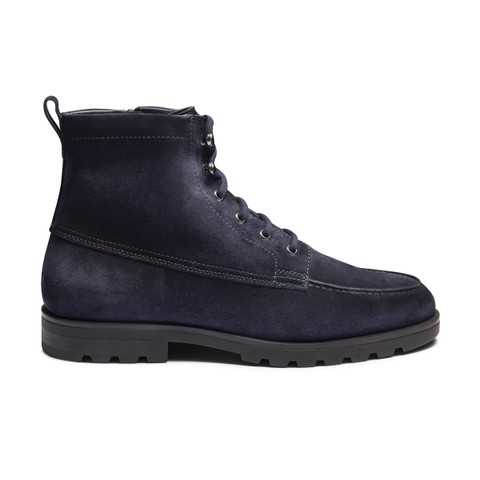 Men’s blue suede lace-up boot with fur - Santoni - 1