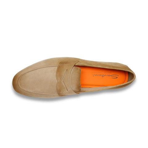 Men's beige suede Carlo penny loafer - Santoni - 5