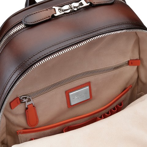 Sac &agrave; dos en cuir brun fonc&eacute; - Santoni - 3