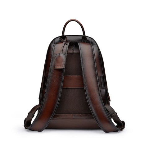 Sac &agrave; dos en cuir brun fonc&eacute; - Santoni - 4