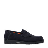 Men’s blue suede penny loafer - Santoni - 1