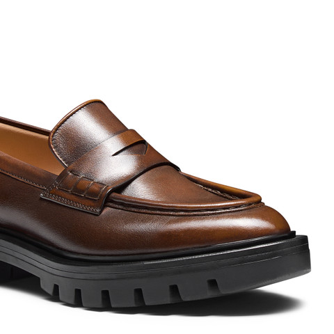Women’s brown leather penny loafer - Santoni - 5