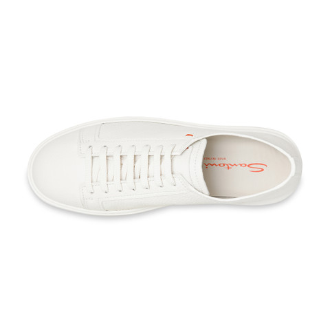 Men's white tumbled leather sneaker - Santoni - 5