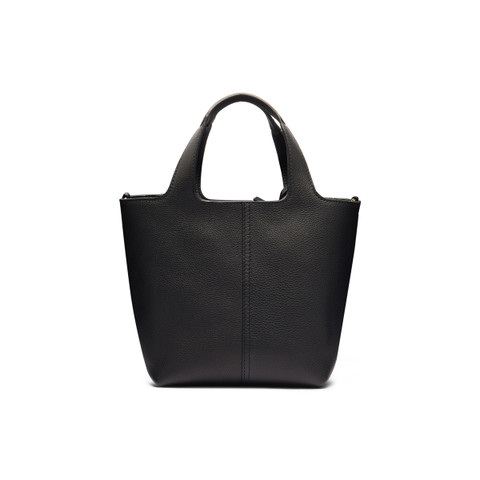 Schwarze Handtasche aus getrommeltem Leder - Santoni - 4