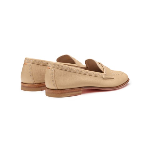 Women's brown leather penny loafer - Santoni - 4