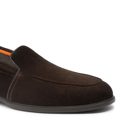Dunkelbraune Loafer für Herren aus Wildleder - Santoni - 6
