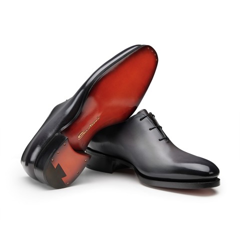 Zapatos Oxford con cordones de cuero gris para hombre - Santoni - 3