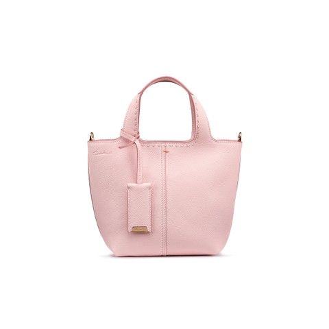 Pink tumbled leather handbag - Santoni - 1