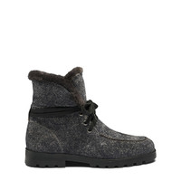 Women's grey suede ankle boot with fur - Santoni - 1