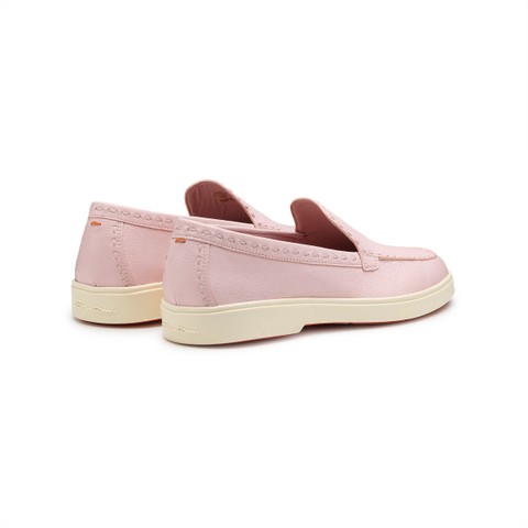 Women's pink leather loafer - Santoni - 4