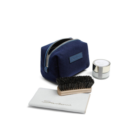 Cream, cloth and brush kit with wool pouch - Santoni - 5