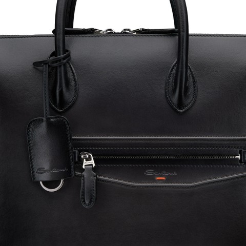 Sac d&rsquo;ordinateur en cuir gris - Santoni - 5