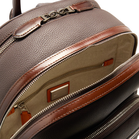 Dark brown tumbled leather backpack - Santoni - 4