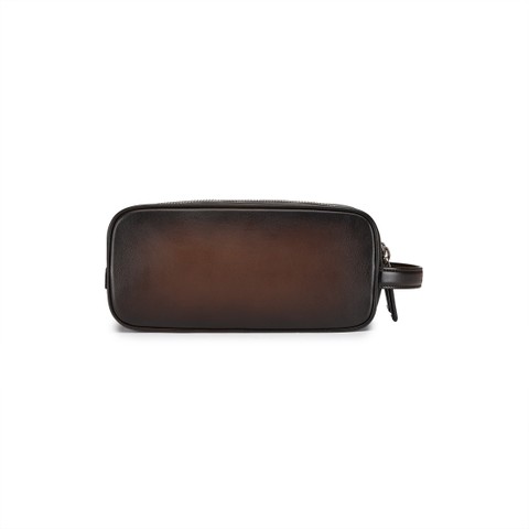 Dark brown leather beauty case - Santoni - 4