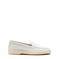 Women's white leather loafer - Santoni - 1