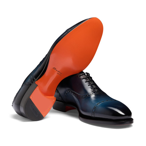 Men's blue leather Oxford shoe - Santoni - 4