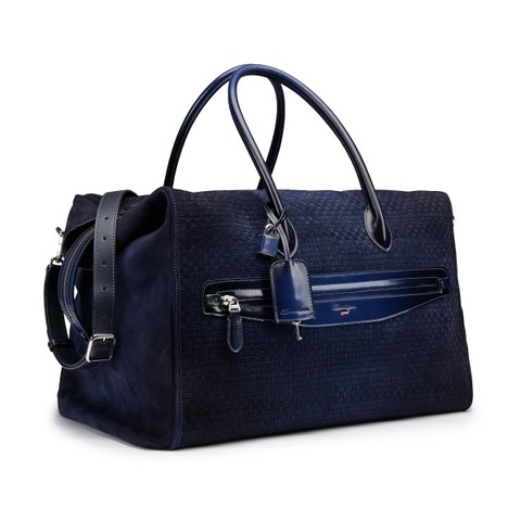 Blaue Reisetasche aus Wildleder und Leder - Santoni - 3