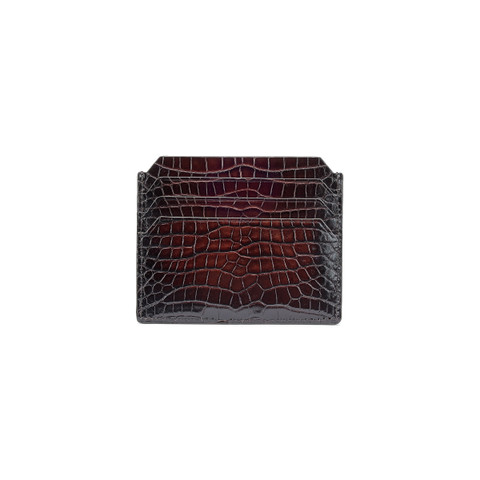 Dark brown alligator leather credit card holder - Santoni - 4