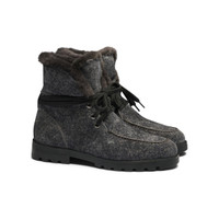 Women's grey suede ankle boot with fur - Santoni - 2