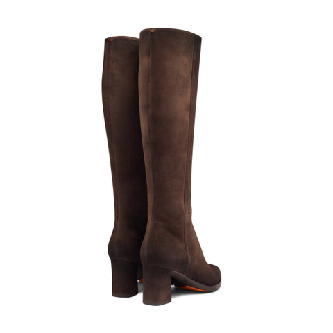 Women's dark brown suede mid-heel boot - Santoni - 3
