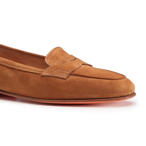 Women's brown suede Carla penny loafer - Santoni - 6