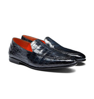 Men's blue alligator leather loafer - Santoni - 2