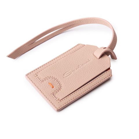 Pink tumbled leather luggage tag - Santoni - 2