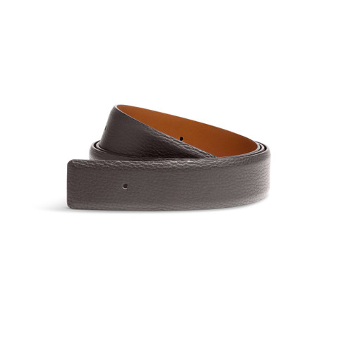 Dark brown tumbled leather belt strap - Santoni - 1