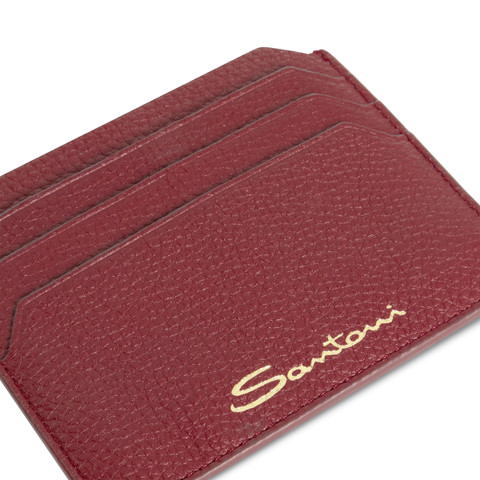 Red tumbled leather credit card holder - Santoni - 4