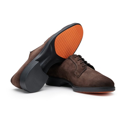 Men's dark brown suede Easy lace-up - Santoni - 3