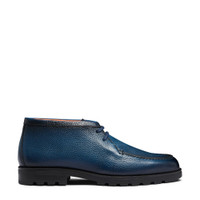Men's blue tumbled leather desert boot - Santoni - 1