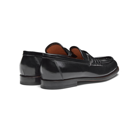 Women&rsquo;s black leather penny loafer - Santoni - 4