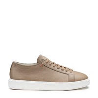 Men's beige tumbled leather sneaker - Santoni - 1