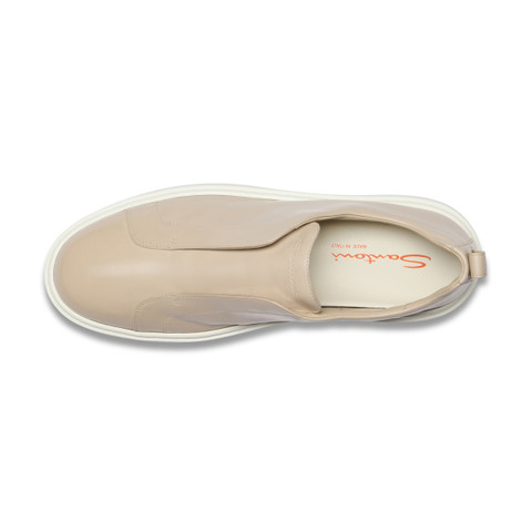 Men's beige leather slip-on sneaker - Santoni - 5