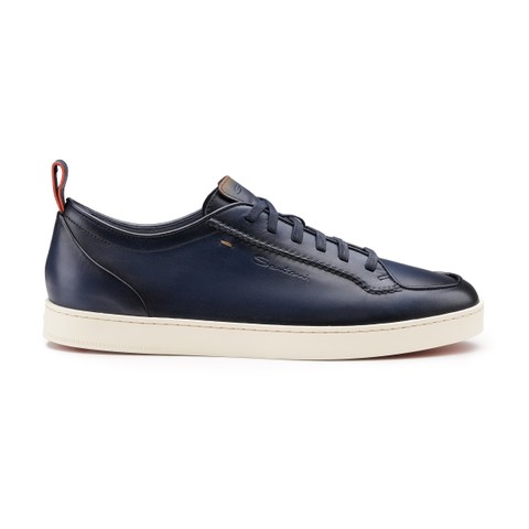 Men's blue leather Santoni Off-duty sneaker - Santoni - 1