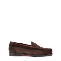 Women's dark brown suede penny loafer - Santoni - 1